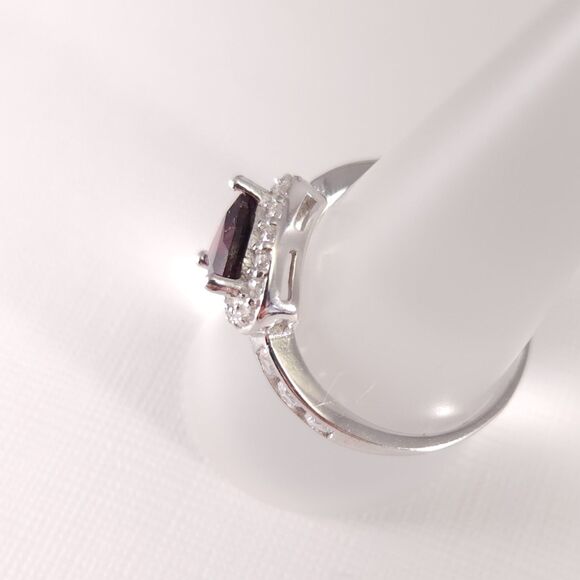 Garnet Trillion Ring with Cubic Zirconia Size 7 - Picture 7 of 11